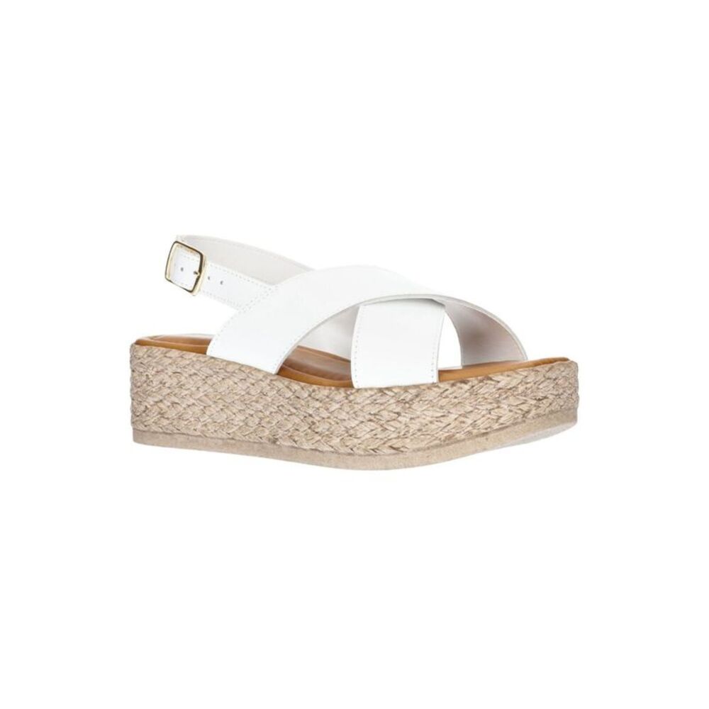 BELLA VITA Womens White 1-1/2" Platform WovenMar Wedge Slingback Sandal 9 N